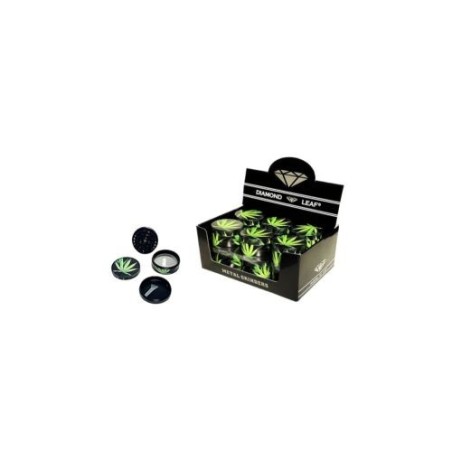 Diamond Leaf Metal Grinders - Hemp Design Box of 12