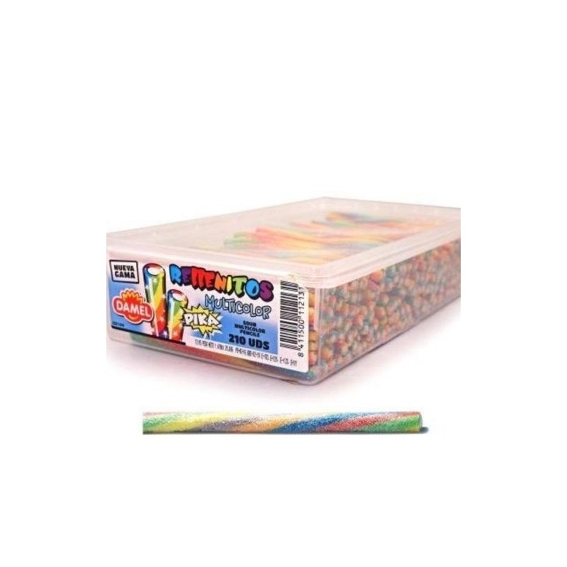 Damel Zure Regenboog Sticks - 210 Pieces Candy Rolls