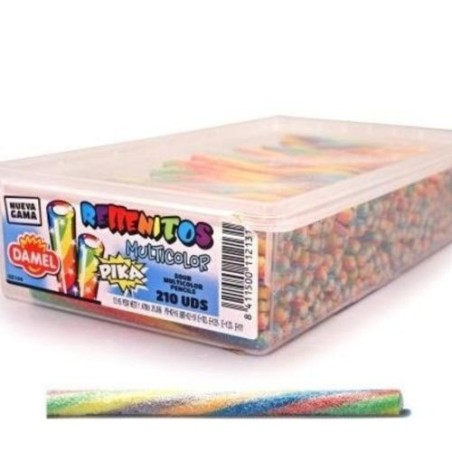 Damel Zure Regenboog Sticks - 210 Pieces Candy Rolls