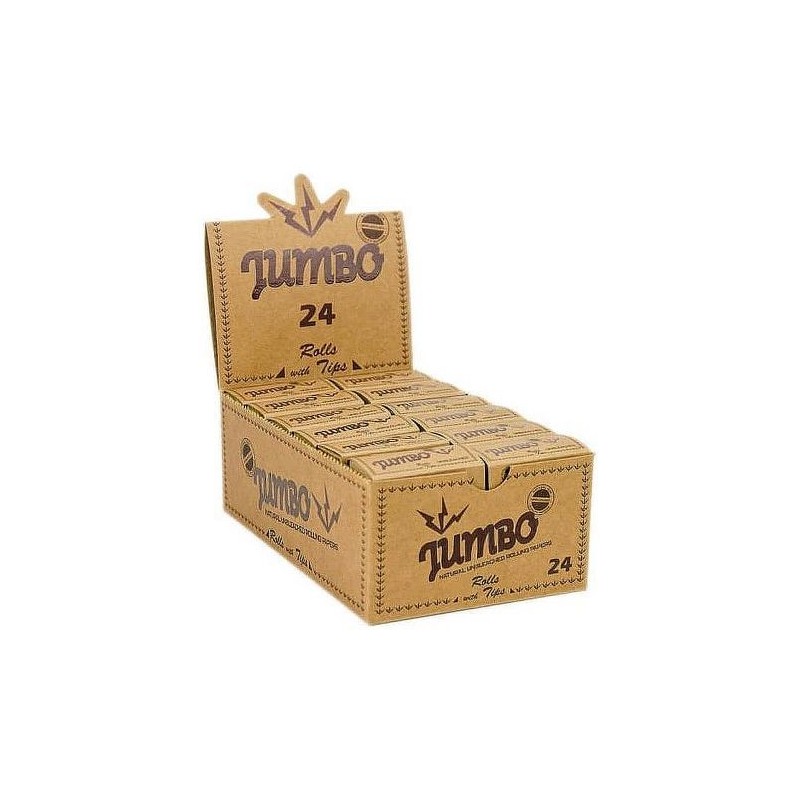 Jumbo Brown Vloei + Filtertips | 24 Pack Rolling Papers