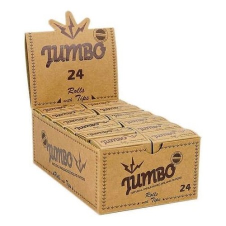 Jumbo Brown Vloei + Filtertips | 24 Pack Rolling Papers