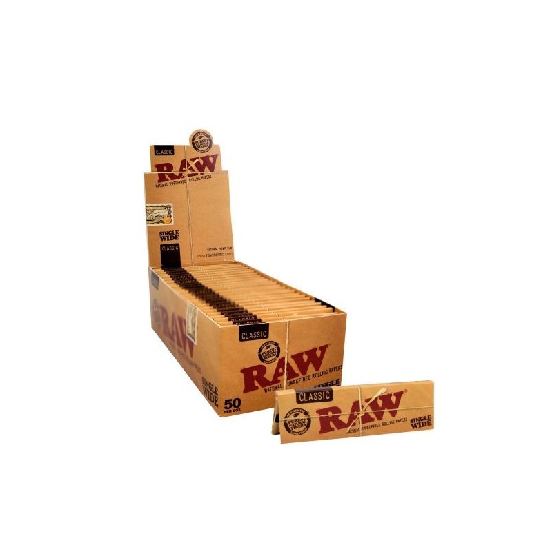 RAW Single Wide Vloei | 50 Pack - Premium Rolling Papers