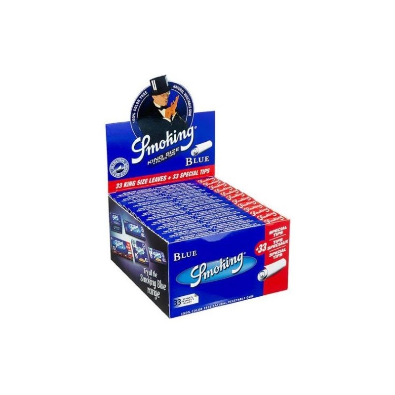 Smoking Blue Kingsize Rolling Papers + Tips | 24 Pack