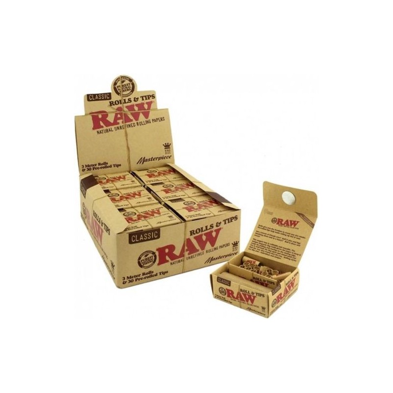 RAW® Classic King Size Rolls & Tips - 12 Booklets