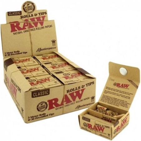 RAW® Classic King Size Rolls & Tips - 12 Booklets