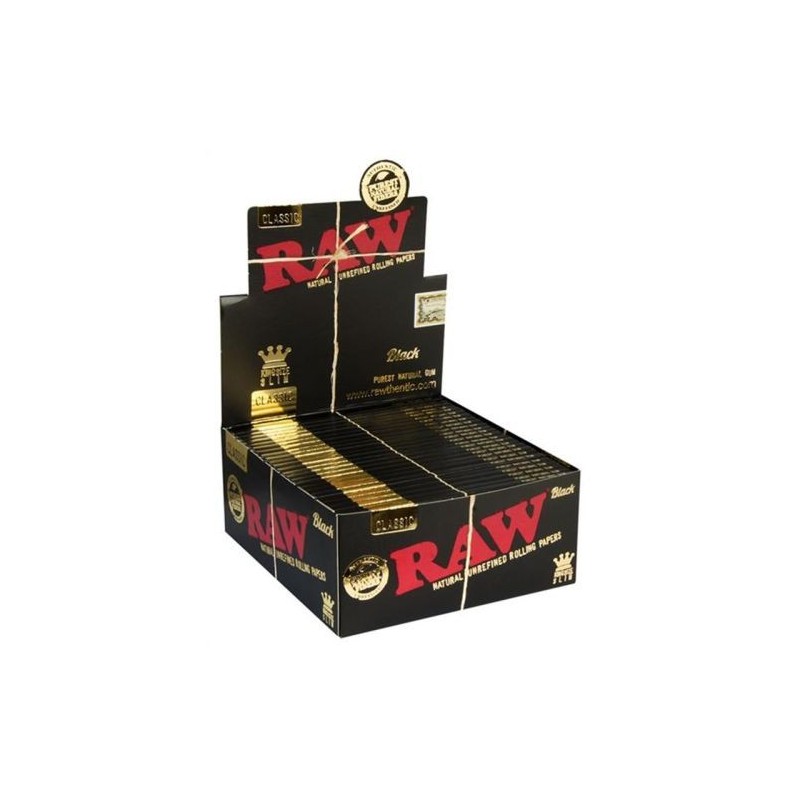 RAW® Black King Size Slim Rolling Papers - 50 Booklets