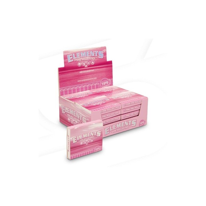 Elements Pink Pre-Rolled Tips Box of 20 - Smooth Smoking