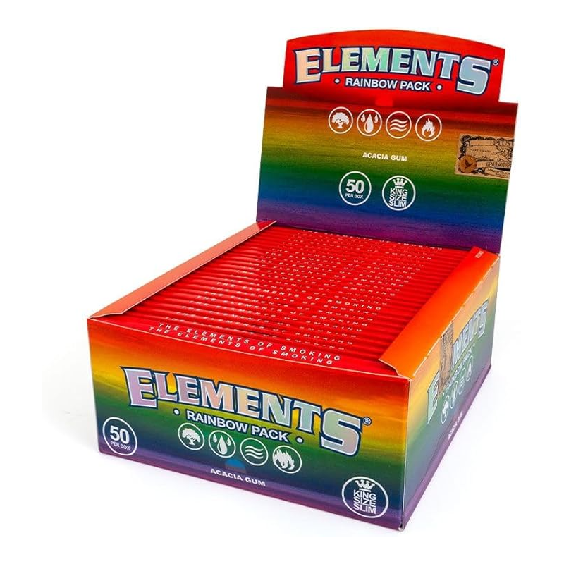 Elements Rainbow King Size Slim Rolling Papers - 50 Pack