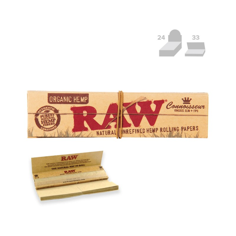 RAW® Connoisseur King Size Slim Classic + Tips - 24 Pack