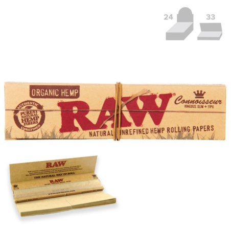 RAW® Connoisseur King Size Slim Classic + Tips - 24 Pack